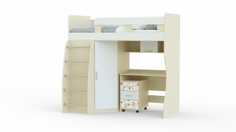 Детская Кровать-чердак с шкафом Лео с рабочей зоной