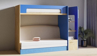 Синяя Детская кровать с диваном Кармен 34 BMS