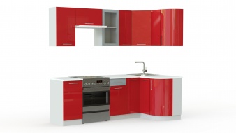 Кухня Классика 1 угловая BMS красного цвета