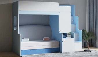 Синяя Детская кровать с диваном Фелиция M-3 BMS