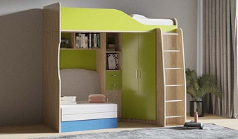 Зеленая Кровать с диваном Мини 1.1 BMS