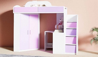 Кровать-чердак со шкафом и столом Фимо 2 с рабочей зоной