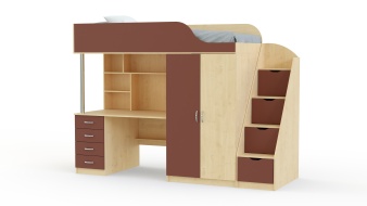 Кровать-чердак с рабочей зоной Мираж К7-4 BMS со шкафом