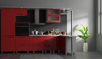 Угловая кухня Марика BMS красного цвета