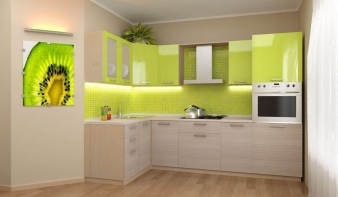 Кухня Киви-3 BMS зеленого цвета