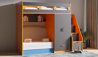 Кровать-чердак с диваном Мармелад 9 BMS со шкафом