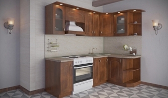 Угловая кухня Флорида BMS коричневого цвета