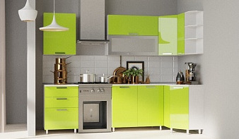 Кухня Трапеза угловая Престиж 19 BMS зеленого цвета