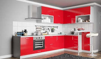 Кухня угловая Кипр 1 BMS красного цвета