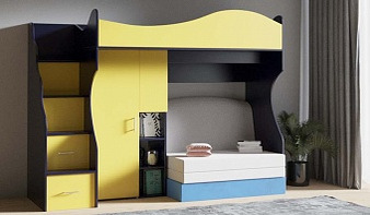 Желтая Детская кровать с диваном Шелли 3 BMS