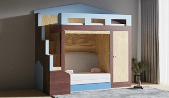 Синяя Кровать с диваном Фунтик-3 BMS