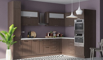 Угловая кухня Ривьера BMS коричневого цвета