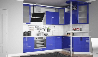 Кухня со стойкой Локи 2 BMS в синих тонах