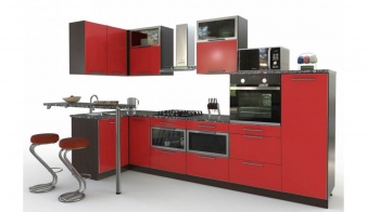 Кухня с барной стойкой Элли 5 BMS красного цвета