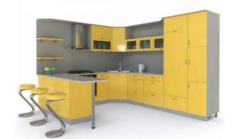 Желтая Кухня со стойкой Мила-1 BMS