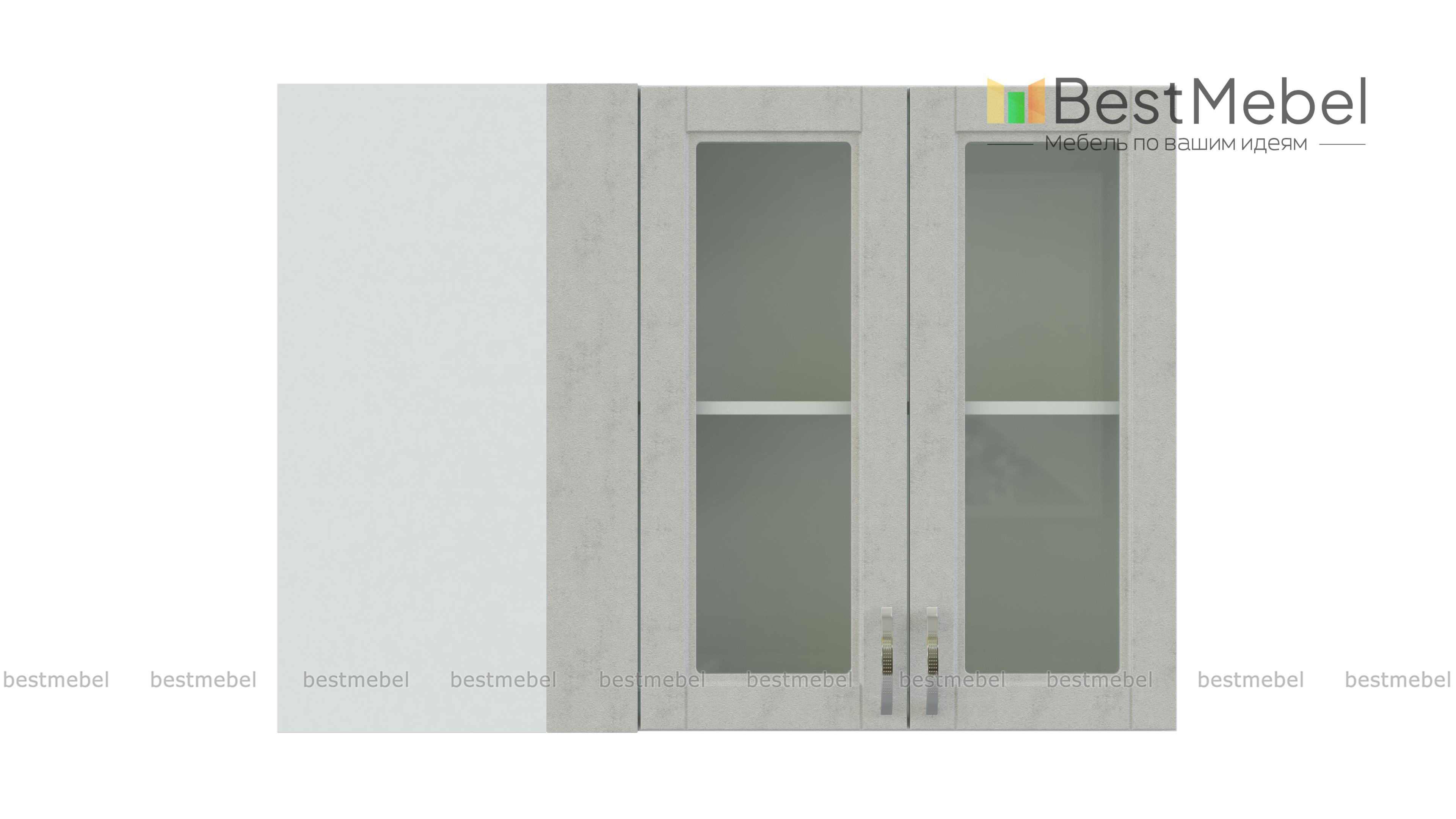 Шкаф верхний Лондон угловой со стеклом BMS - Фото