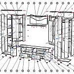 Схема сборки Стенка для гостиной Гамма с зеркалами BMS