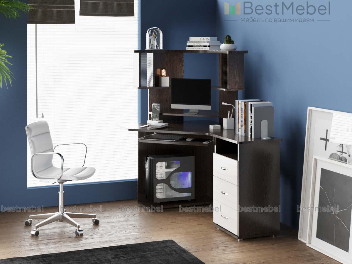 Угловой компьютерный стол Веста с тумбой BMS - Фото
