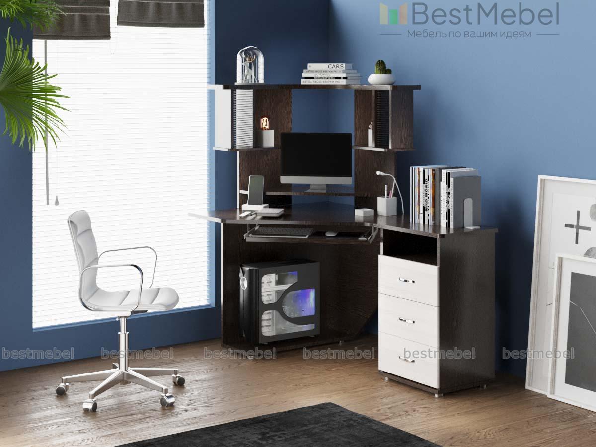 Угловой компьютерный стол Веста с тумбой BMS - Фото