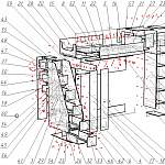 Схема сборки Кровать-чердак с диваном Мармелад 17 BMS