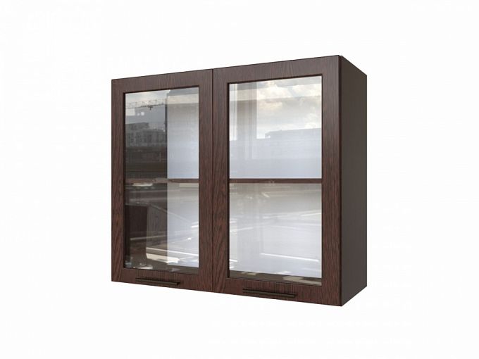 Шкаф верхний со стеклом 2 двери Брауни  BMS - Фото