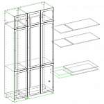 Чертеж Шкаф распашной Молли 3 BMS