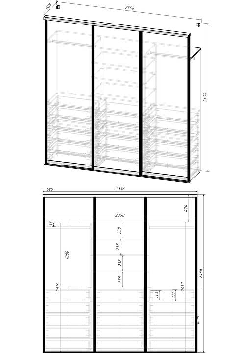 Шкаф в детскую (2398х2456х600)