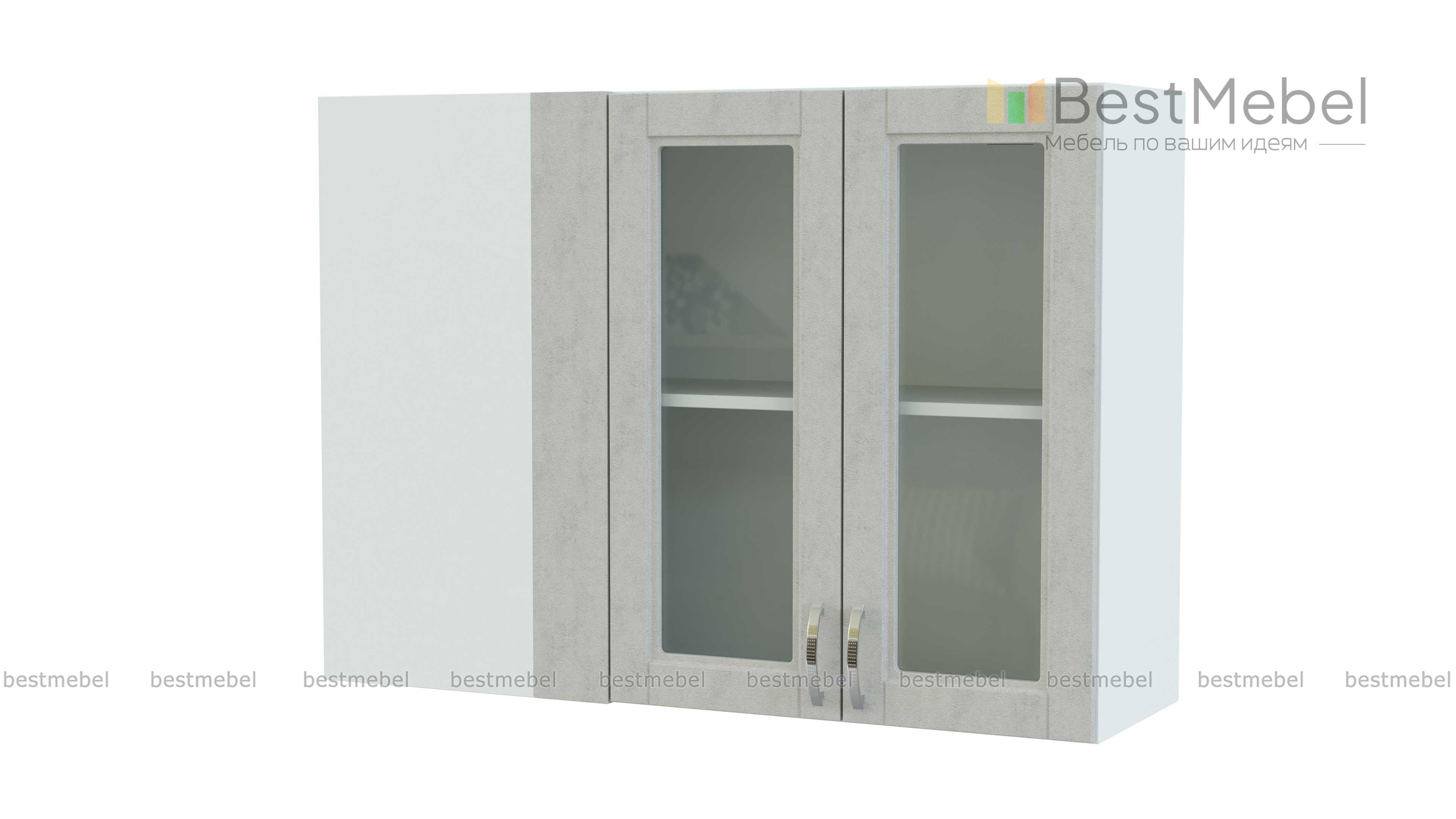 Шкаф верхний Лондон угловой со стеклом BMS