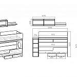 Чертеж Двухъярусная кровать Миф 7.3 с полками BMS