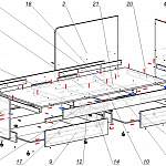 Схема сборки Кровать с 2-мя ящиками Jackie BMS