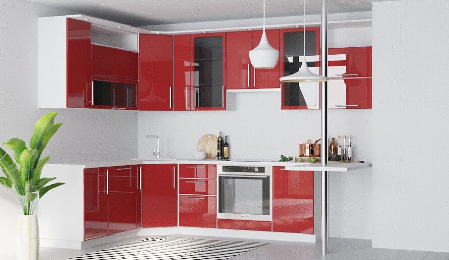 Кухонный гарнитур с барной стойкой Блеск-14 BMS - Фото