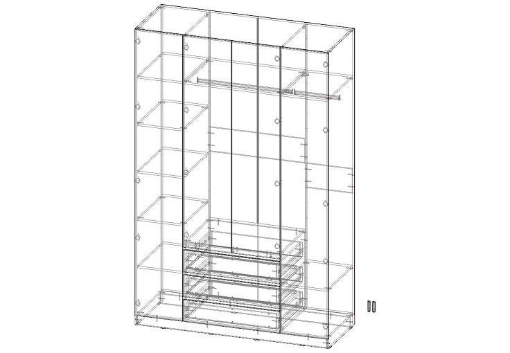 Распашной шкаф Вилета 4 с ящиками (1600х2450х600)