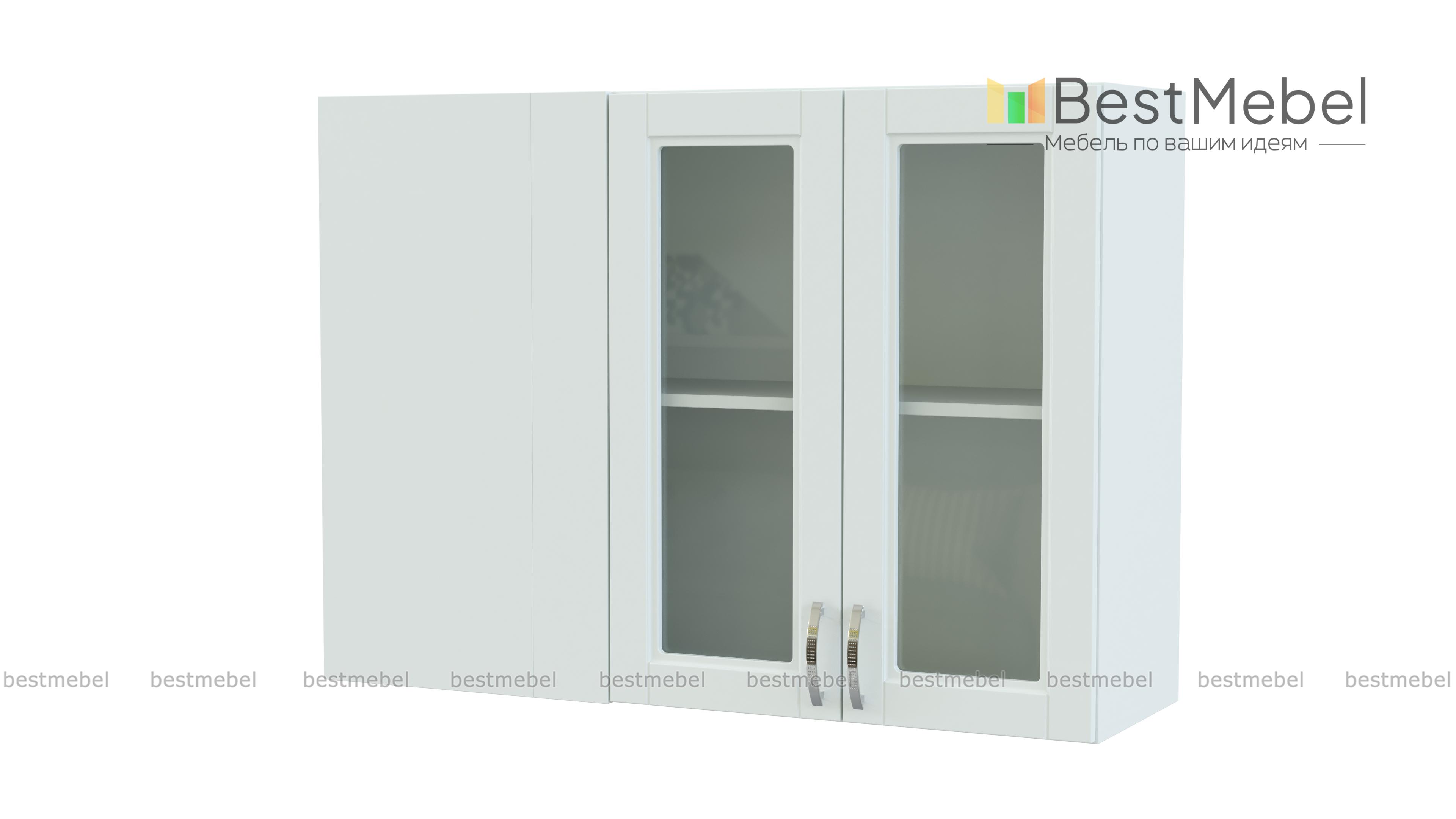 Шкаф верхний Лондон угловой со стеклом BMS - Фото