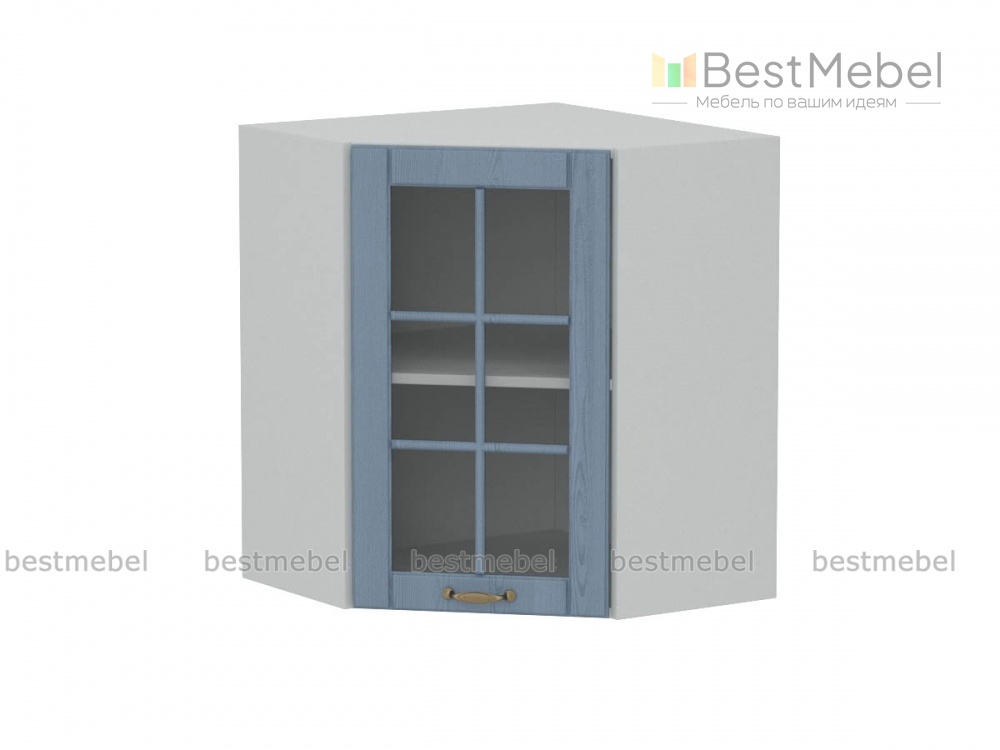 Шкаф угловой трапеция 1 дверь со стеклом Палермо BMS