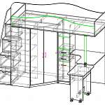 Чертеж Кровать-чердак Белла 4 BMS